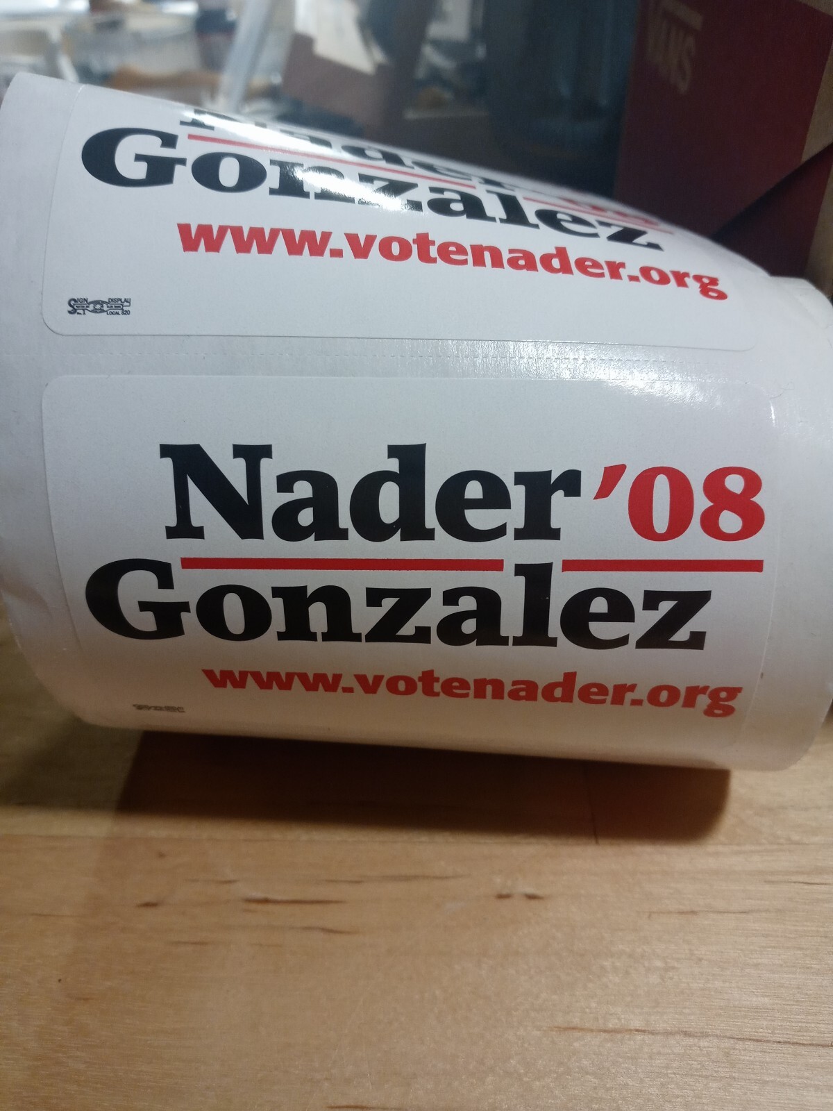 Ralph Nader Matt Gonzalez 2008 Campaign Sticker – white x2 genuine