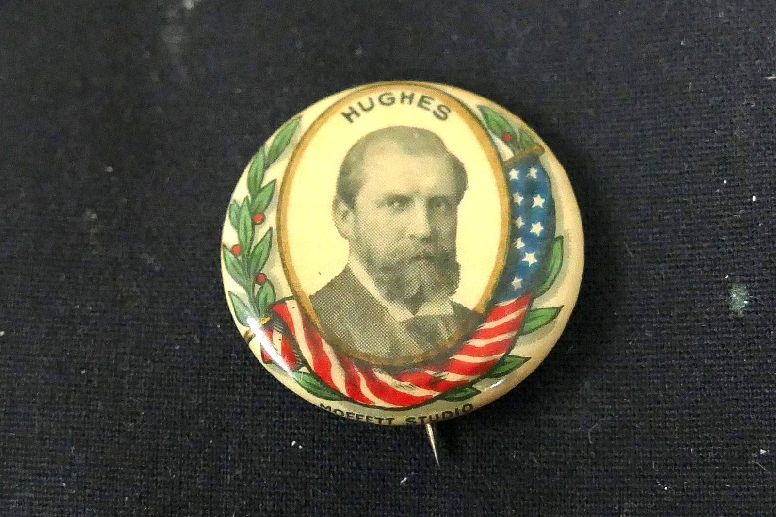 RARE 1916 Charles Evan Hughes Portrait Presidential Campaign Button 7/8 Moffett