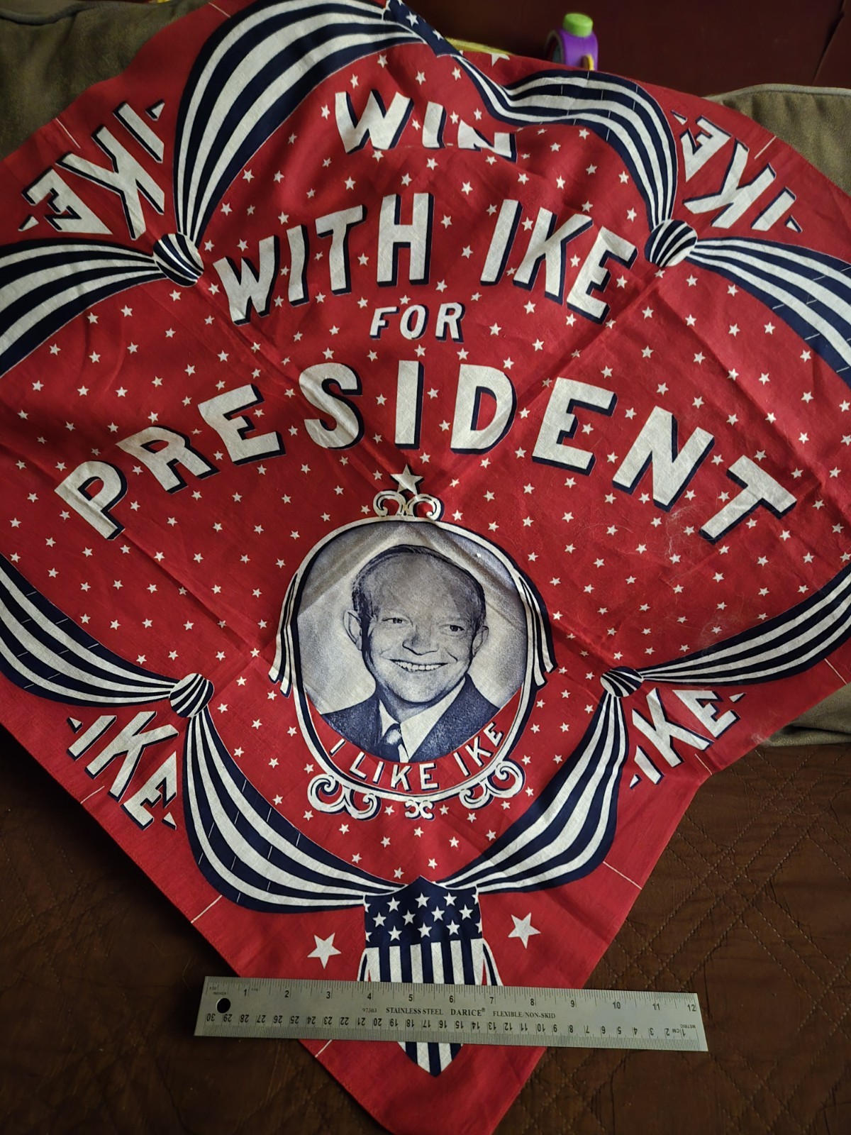 Win With Ike Cloth Bandana – Dwight Eisenhower 1952 Presidential Campaign US
