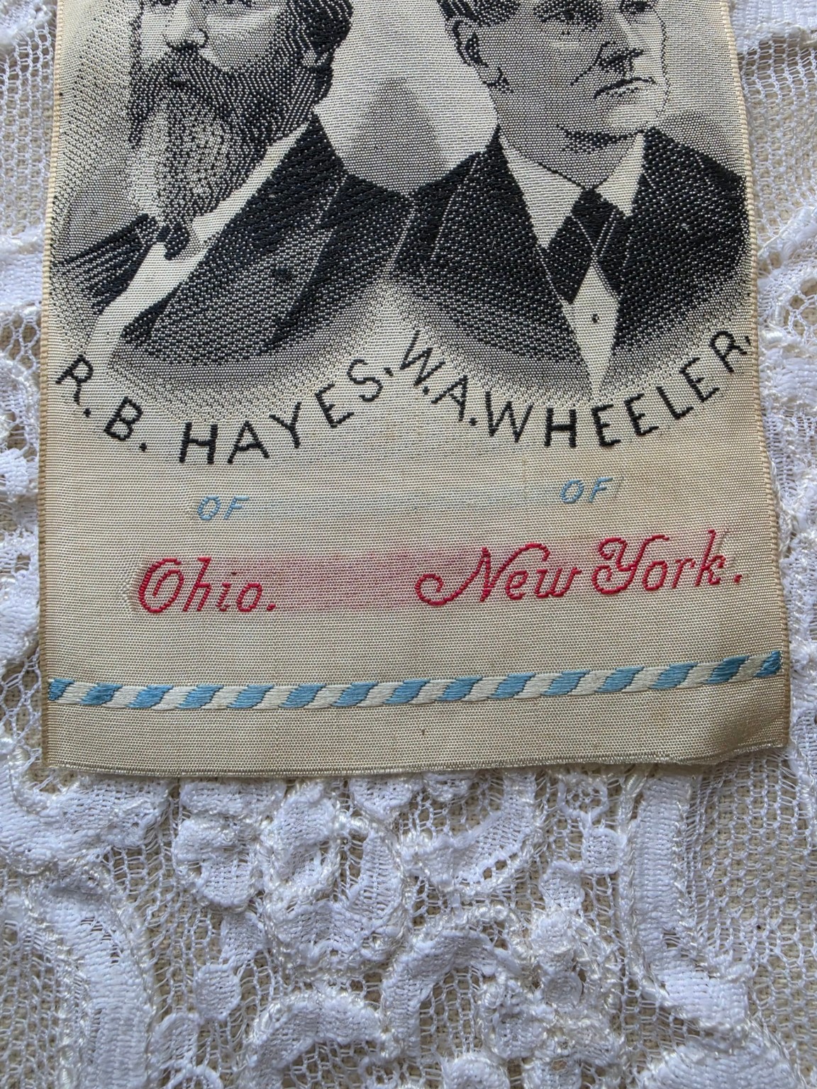 1876 Hayes Wheeler Silk Jugate Ribbon B.B. Tilt Republican