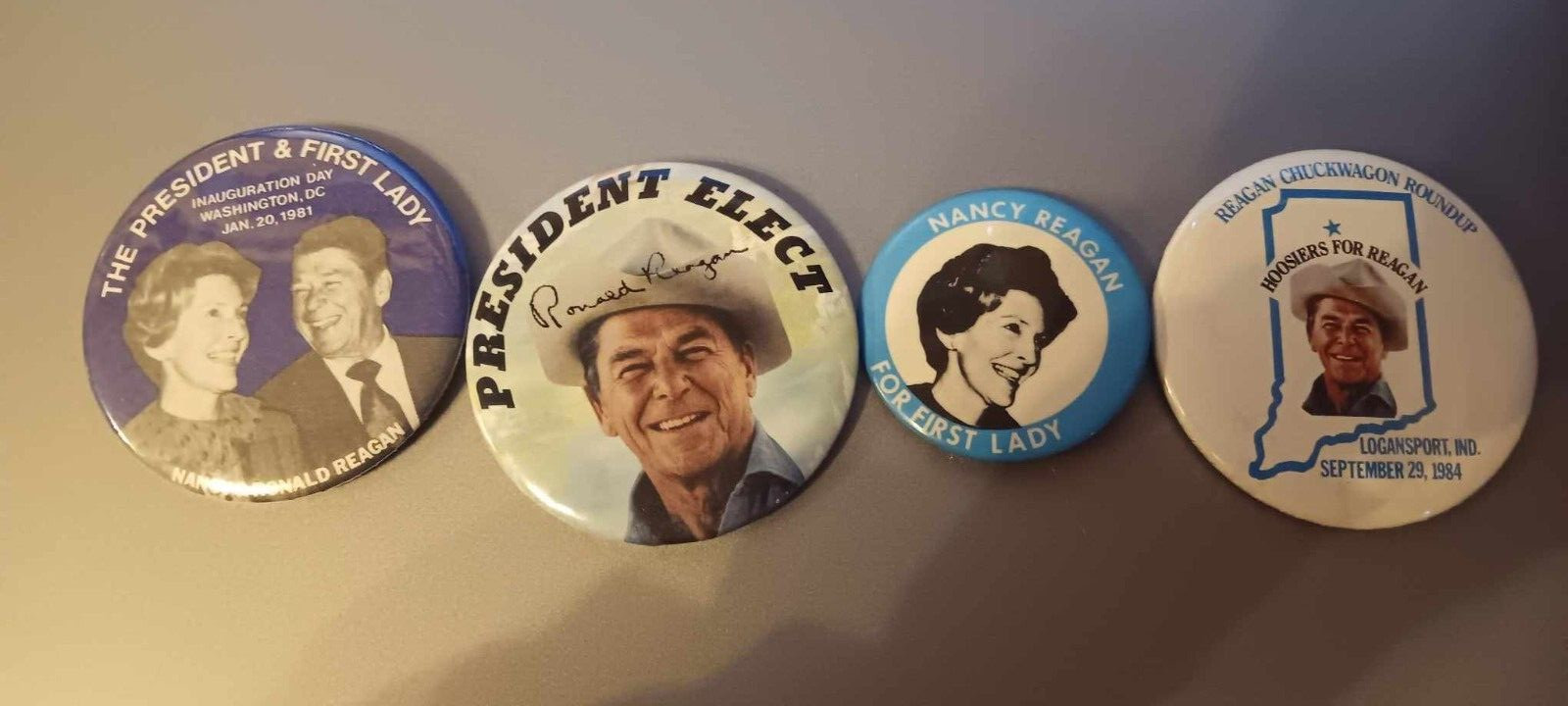 Ronald and Nancy Reagan Political Pins (Lot of 4 Pins)