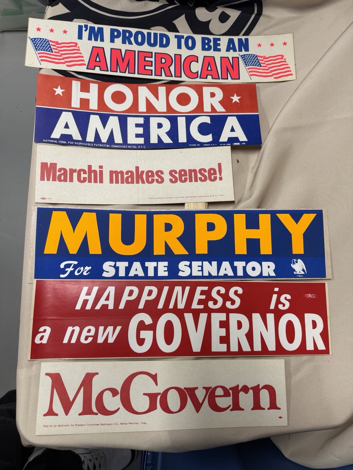 Vintage ’60s – ’80s Political Bumper Stickers Unused-set Of 6