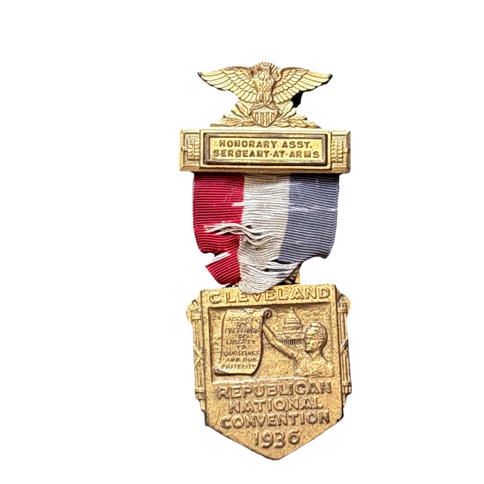 1936 Republican National Convention Sergeant At Arms Medal Badge Gov. Alf Landon