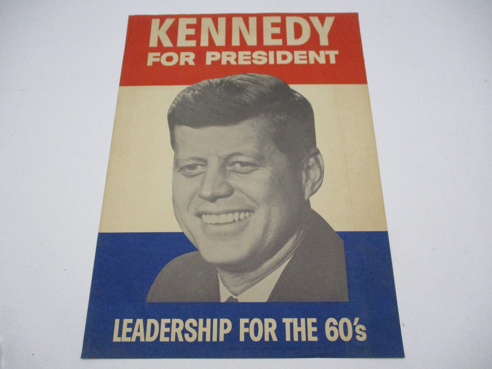 Original John Kennedy President Campaign 18″ Poster Leadership For The 60s JFK