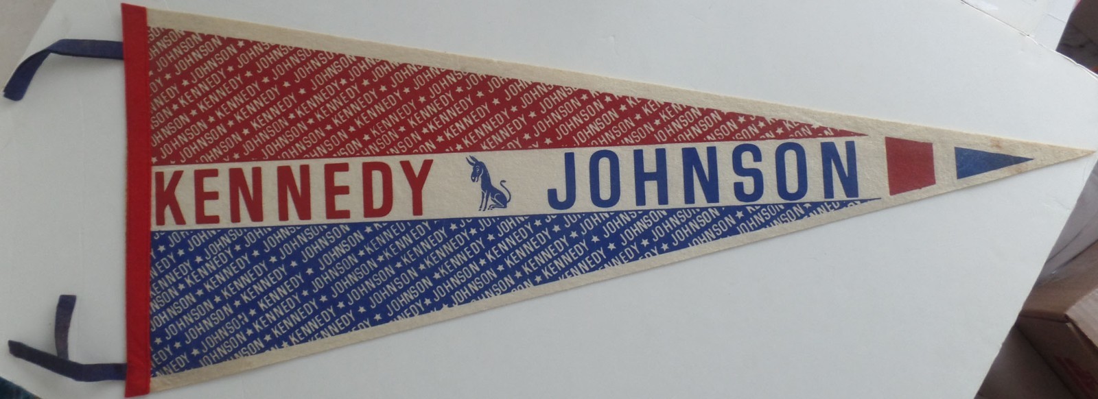 1960 John Kennedy Lyndon Johnson Presidential Campaign Large Felt Pennant