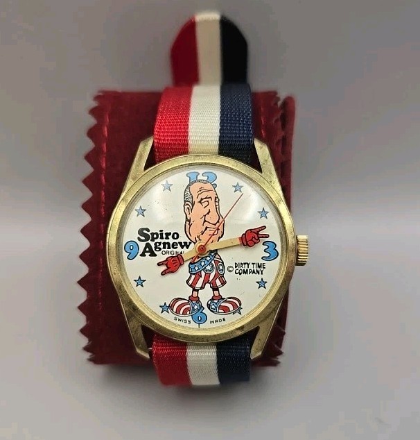 Vintag Spiro Agnew Vice Presidential Campaign Watch With Nylon Single Pass Strap
