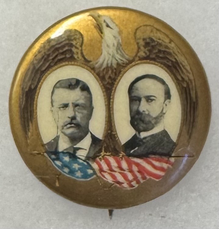 1904 ROOSEVELT-FAIRBANKS 1 1/4″ CELLULOID JUGATE CAMPAIGN BUTTON-GRAPHIC & MINT!