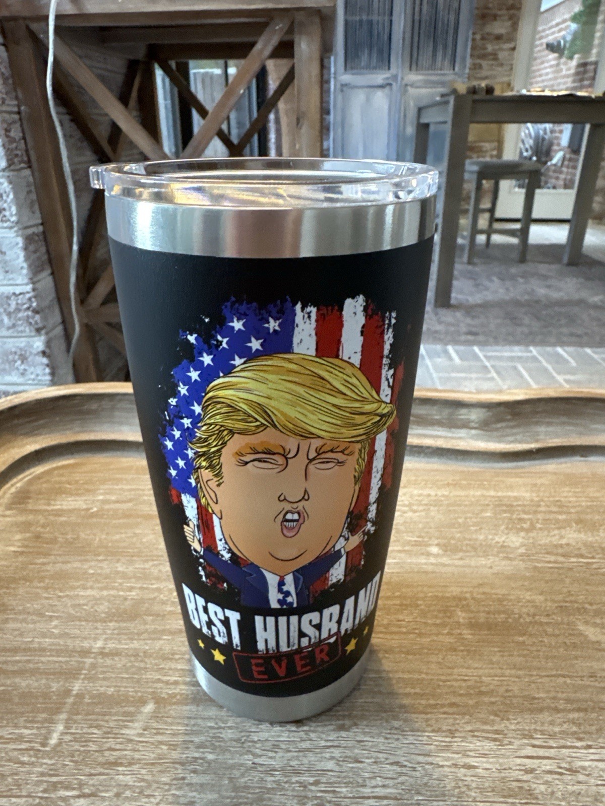 TRUMP Black 20oz Travel Mug Stainless Steel Tumbler Funny Husband Design