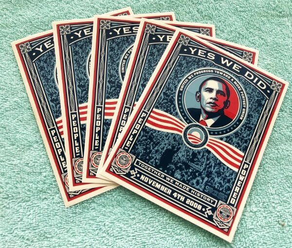 OBAMA 2008 YES WE DID Stickers Lot of 5 Original 4″ x 6″ Political History