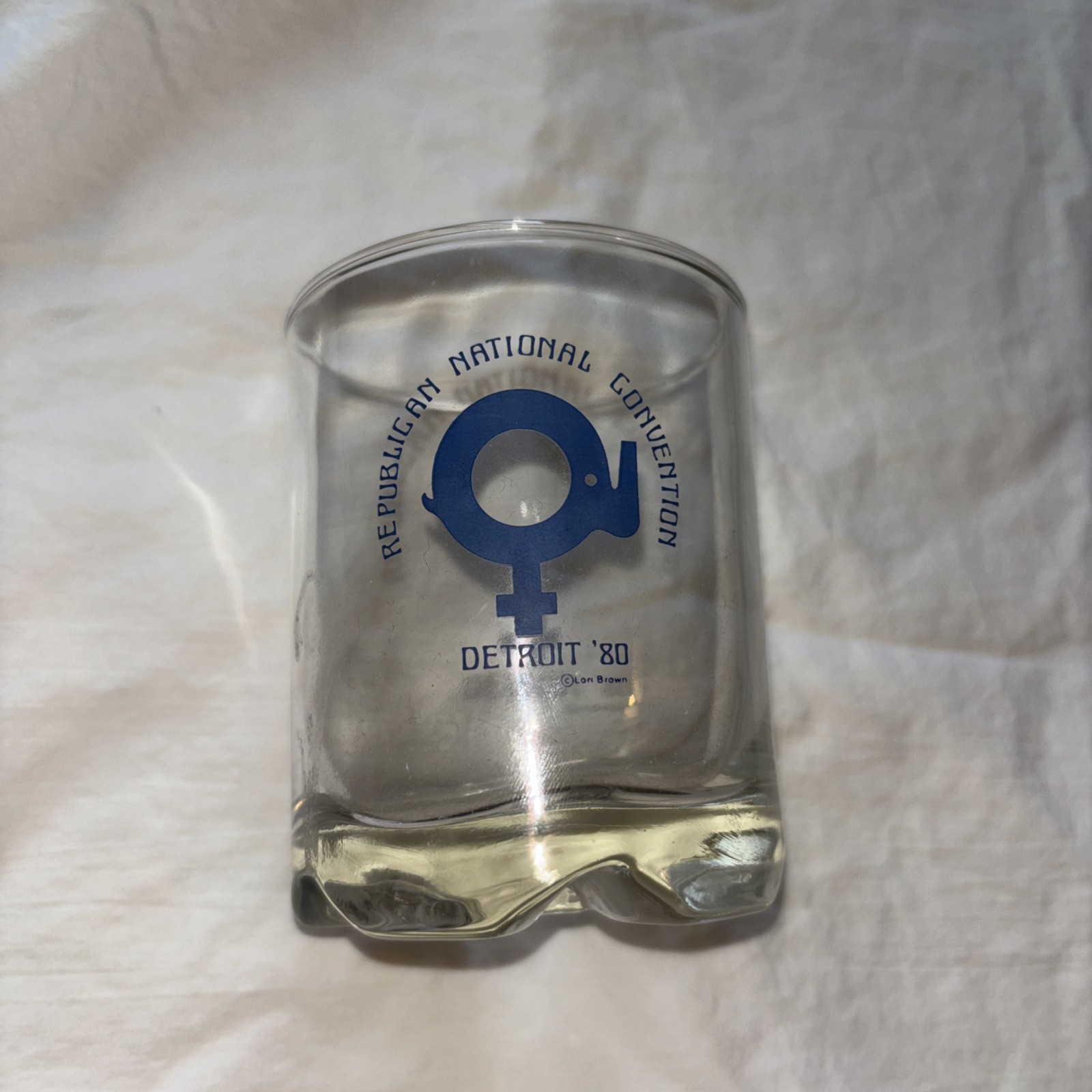 1980 Republican National Convention In Detroit 12 Oz Drinking Glass Clear w Blue