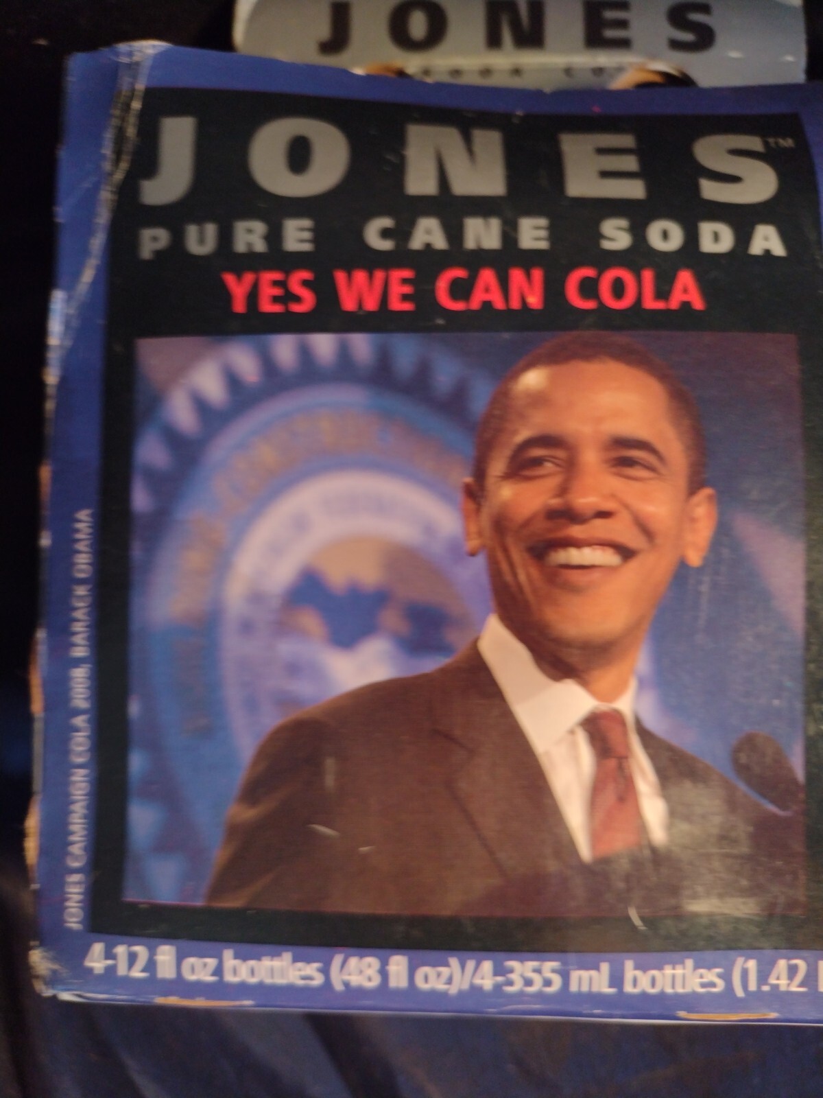 OBAMA “Yes We Can” Cola, Full 12oz Bottle +4Pak Obama/McCain Carrier