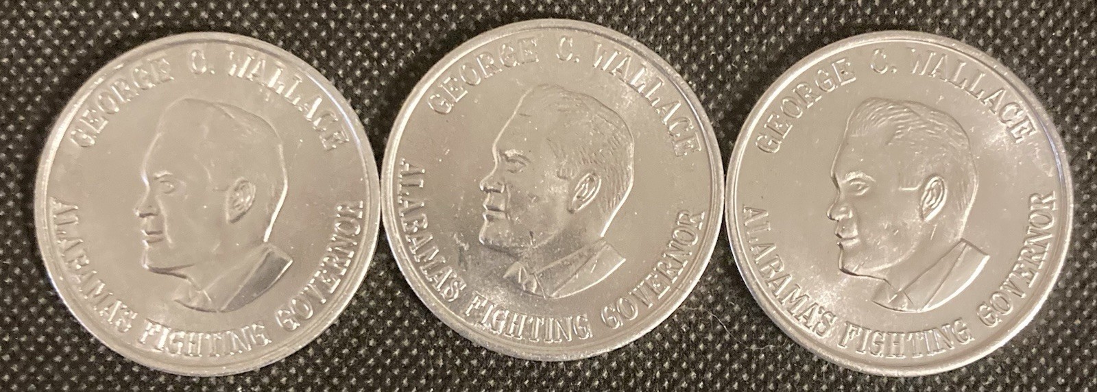 George Wallace 1968 Metal Campaign Tokens 1 5/8” – Silver Colored Lot of 3 UNC