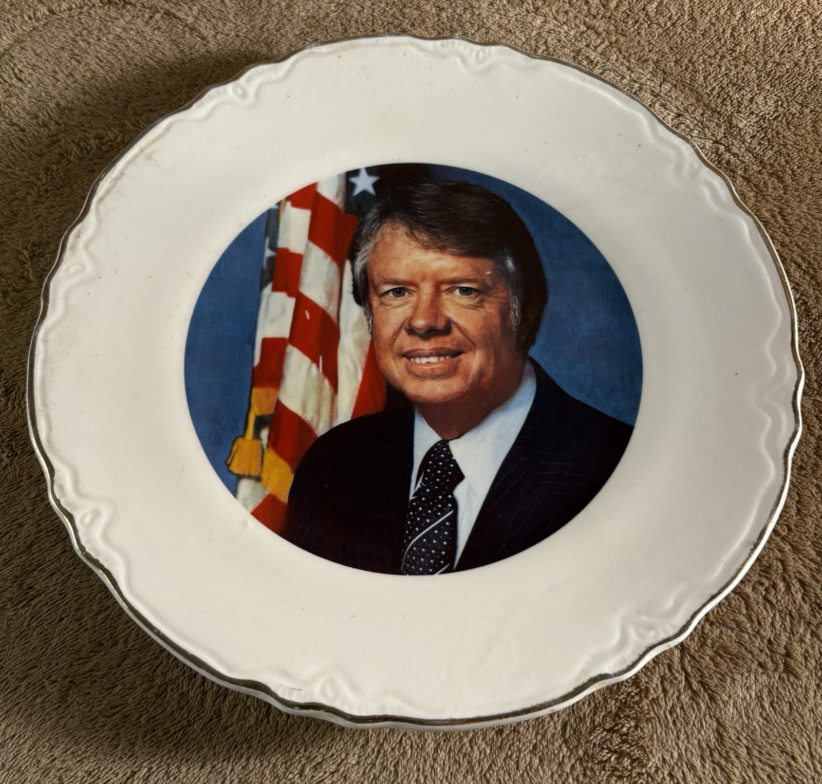 Vintage James Earl Jimmy Carter Presidential Commemorative Plate With Gold Trim