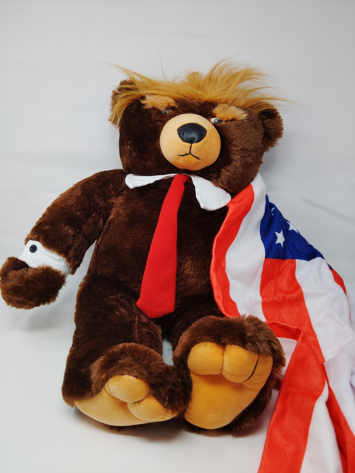 2017 Trumpy Bear Authentic Deluxe Push Trump Bear with Pack Away American Flag
