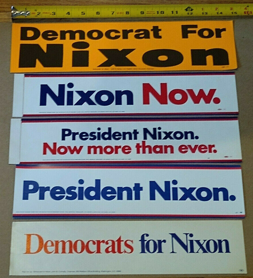 NIXON BUMPER STICKER 1972 LOT OF 5 VINTAGE & CLEAN-get multiple sets at discount