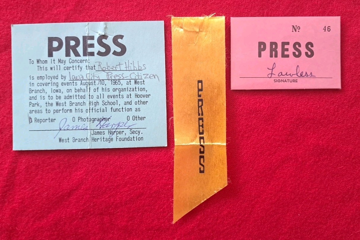 1965 Press Pass President Nixon, Ike, Humphrey Hoover Park West Branch, Iowa