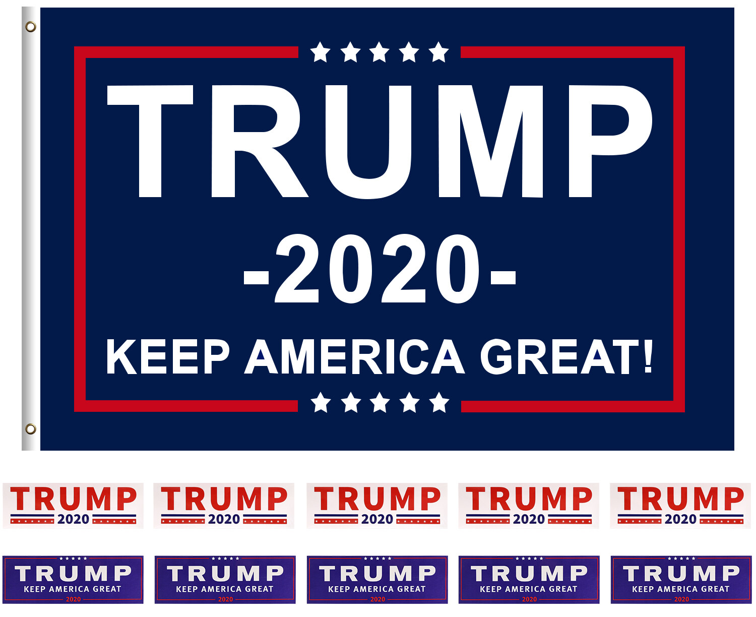 Trump 2020 Flag Keep America Great 3×5 Feet & 10pcs Trump 2020 Car stickers