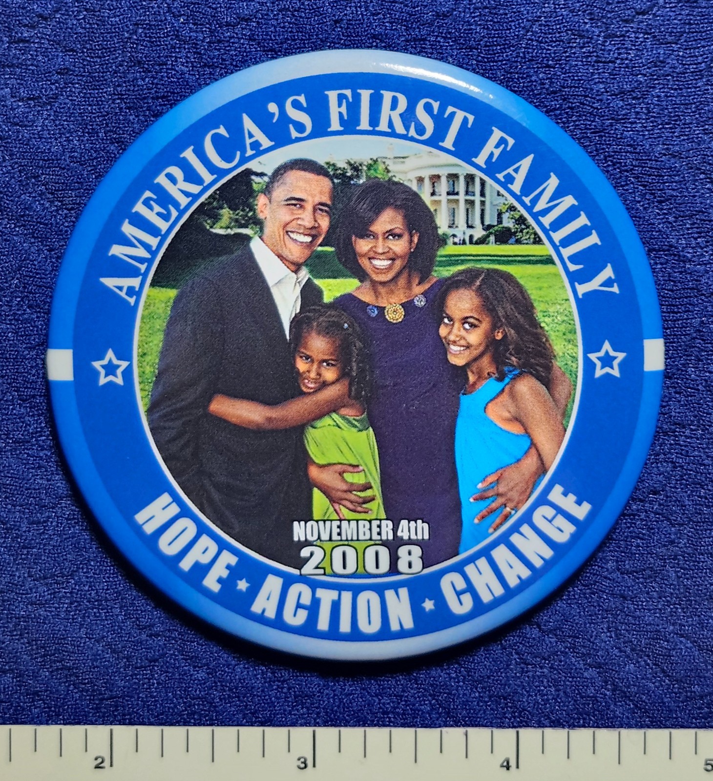 BARACK OBAMA FAMILY HOPE CHANGE 1ST BLACK PRESIDENT ’08 POLITICAL PINBACK BUTTON