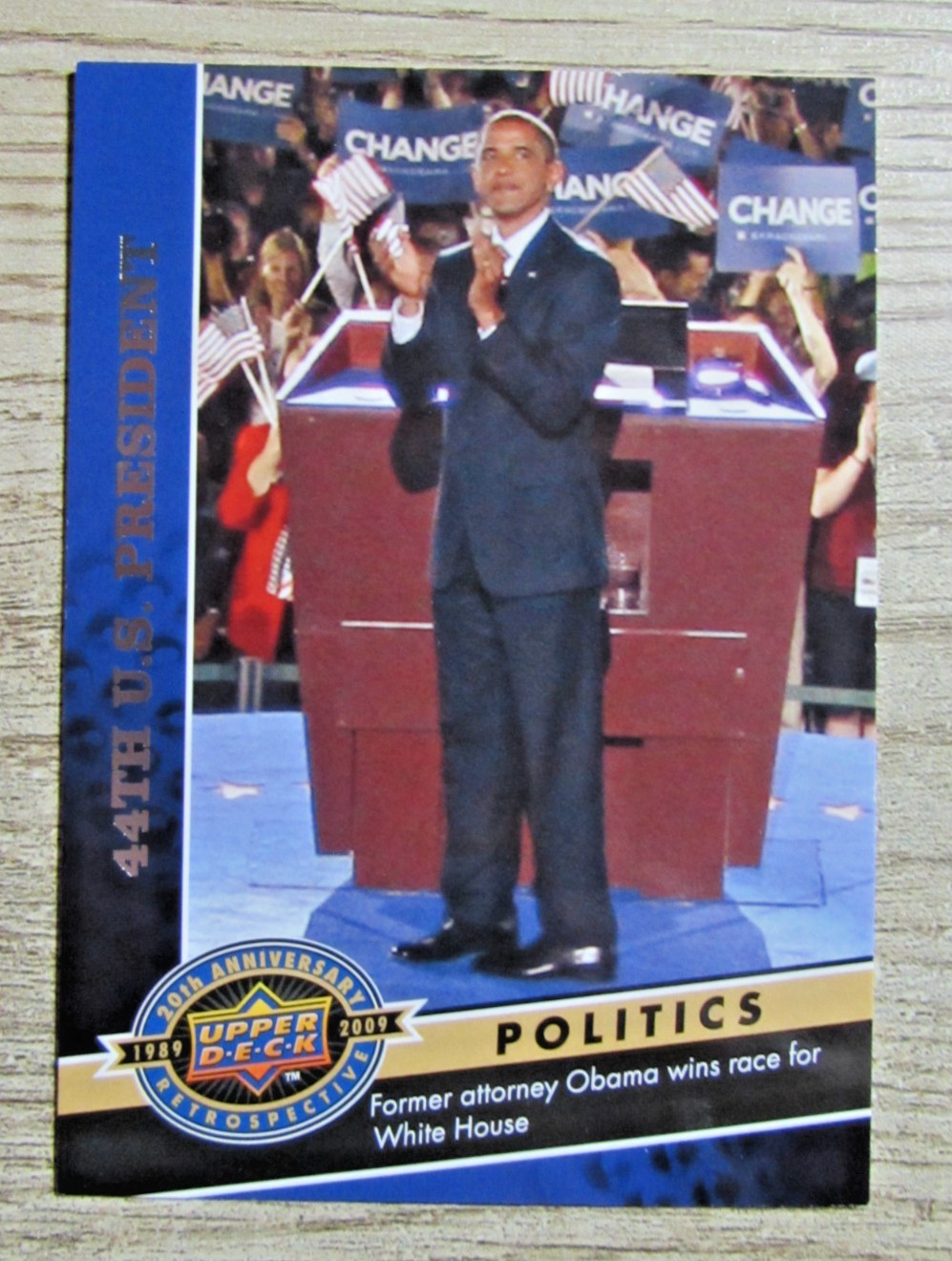 THREE BARACK OBAMA TRADING CARDS 2009 UPPER DECK AND 2009 GOODWIN CHAMPIONS