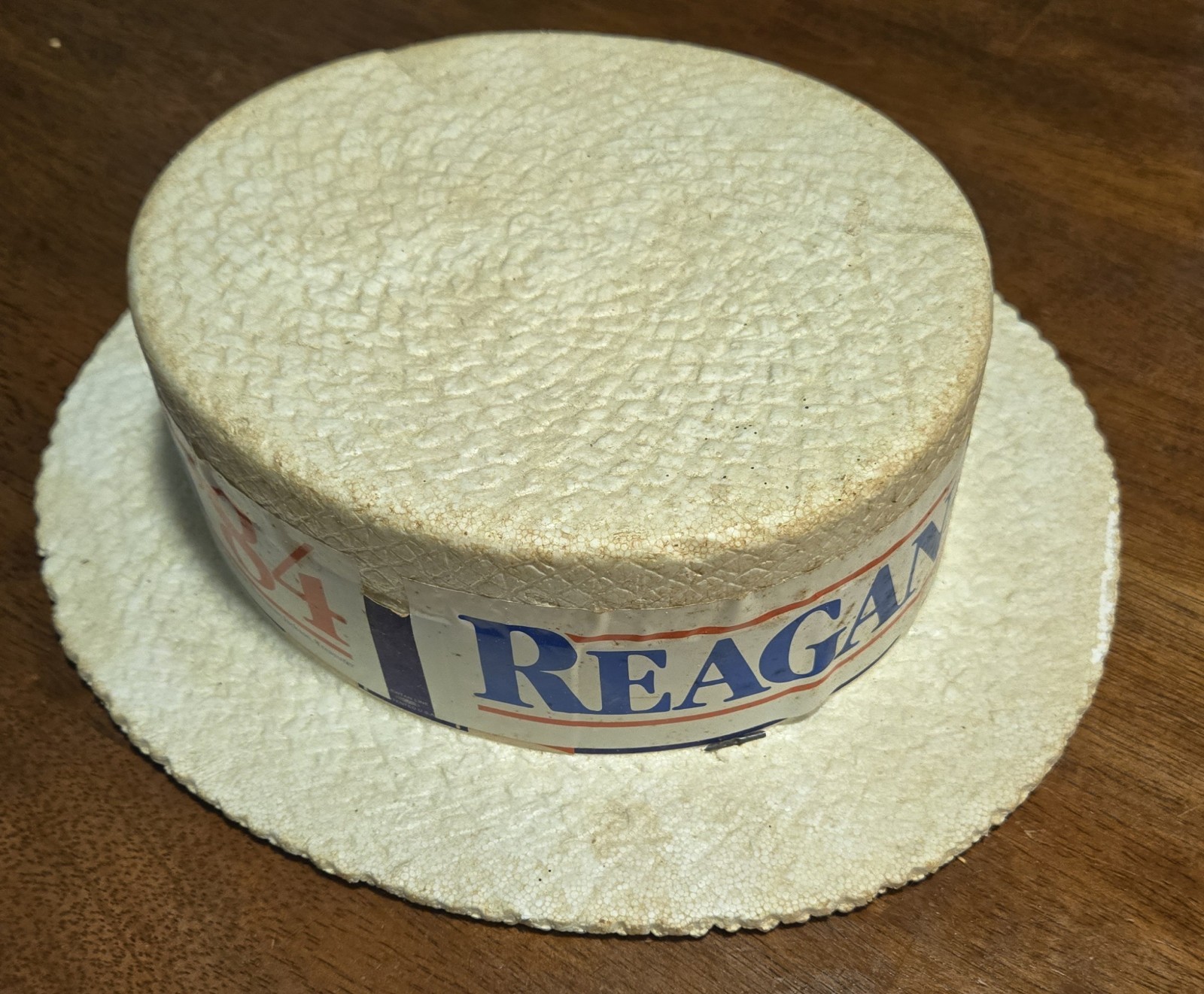Ronald Reagan Bush 1984 Styrofoam Presidential Campaign Hat USA Lewtan Line