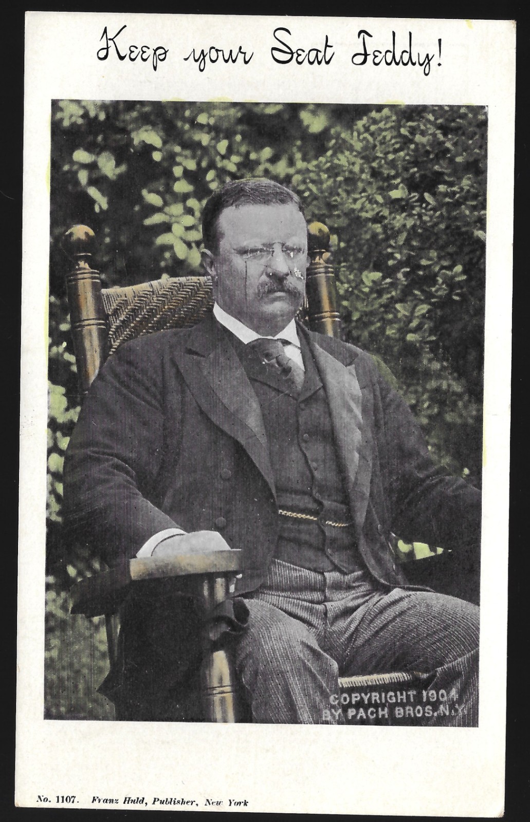 Famous 1904 Teddy Roosevelt Re-Election Prez Campaign Postcard Keep Your Seat TR