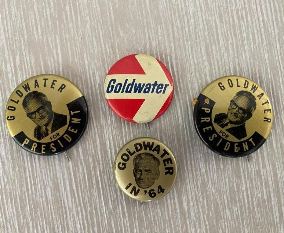 Four (4) 1964 Goldwater For President Campaign Buttons