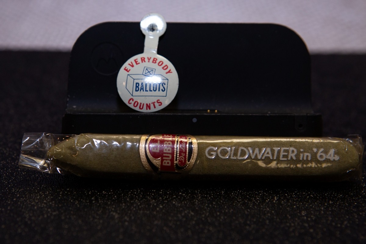 1964 Goldwater Campaign Bubble Gum Cigar Sealed Political Memorabilia AND Button