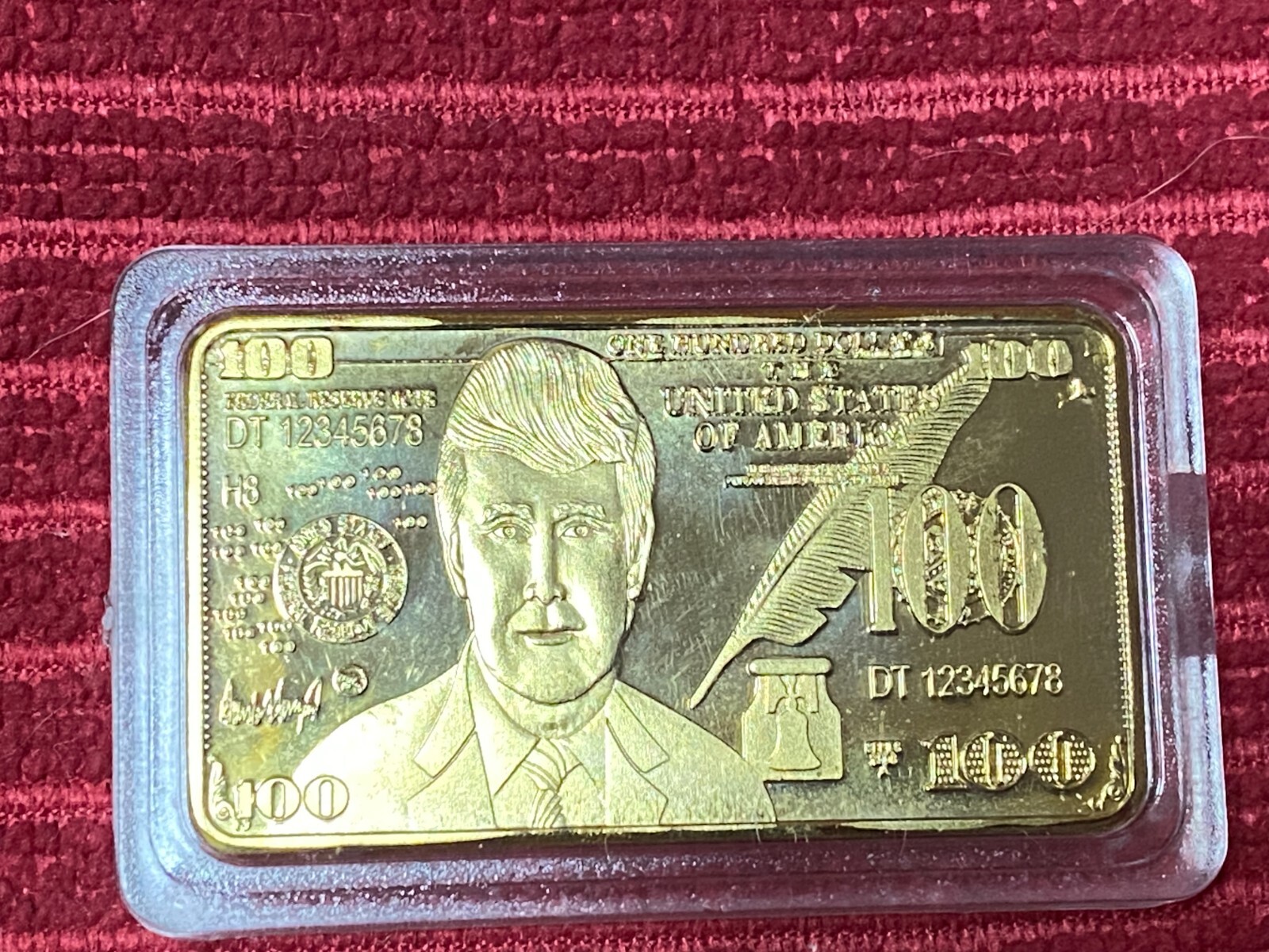 Donald Trump 24K Gold Plated $100 Bar – Collectible Coin/Bar In Protective Case