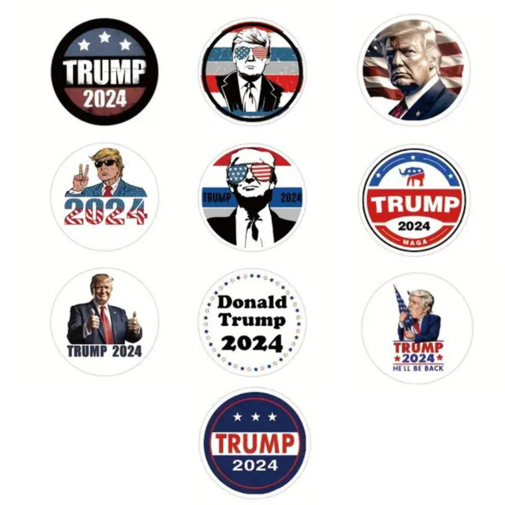 💥10PCS SET DONALD TRUMP 2024 PRESIDENT CAMPAIGN MAGA SEALS LABELS STICKERS NEW!