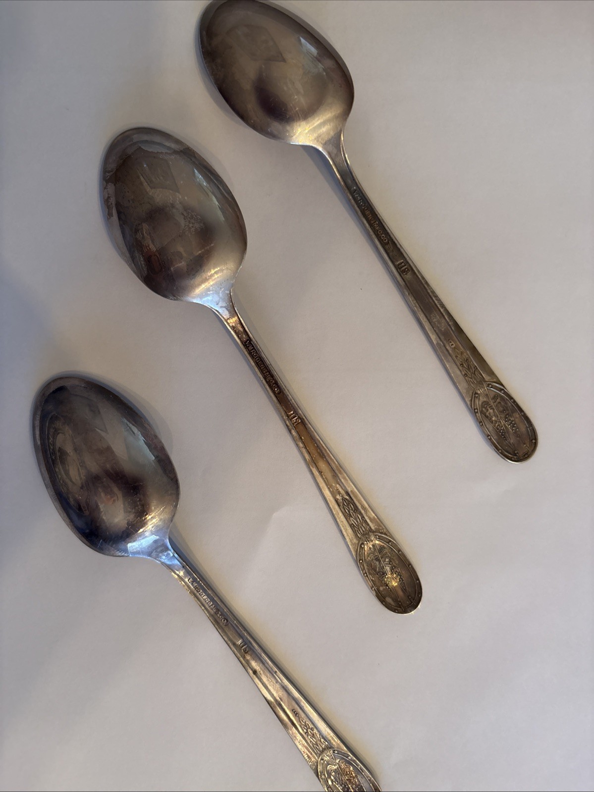 Vintage Presidential Spoon Trio – Washington, Adams, Jefferson – Silverplate Lot