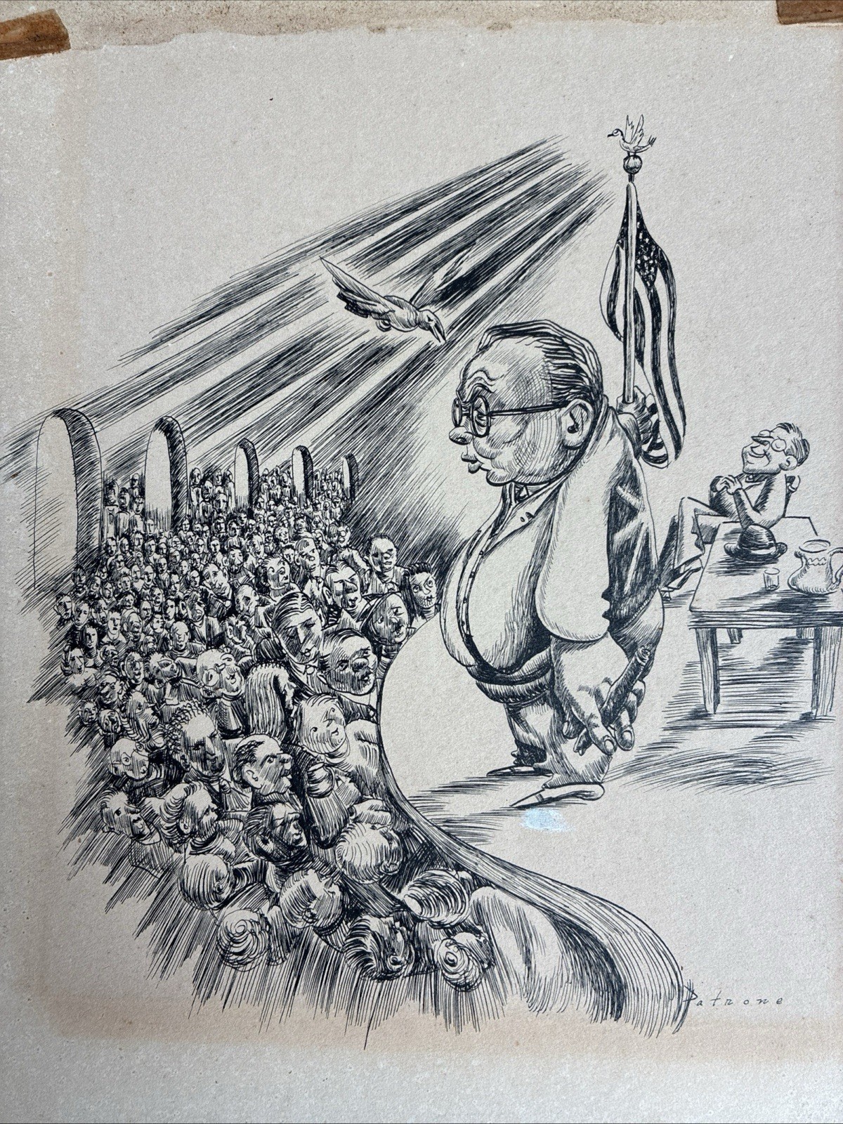 Sam Patrone Original Hand Drawn Political Cartoon Signed