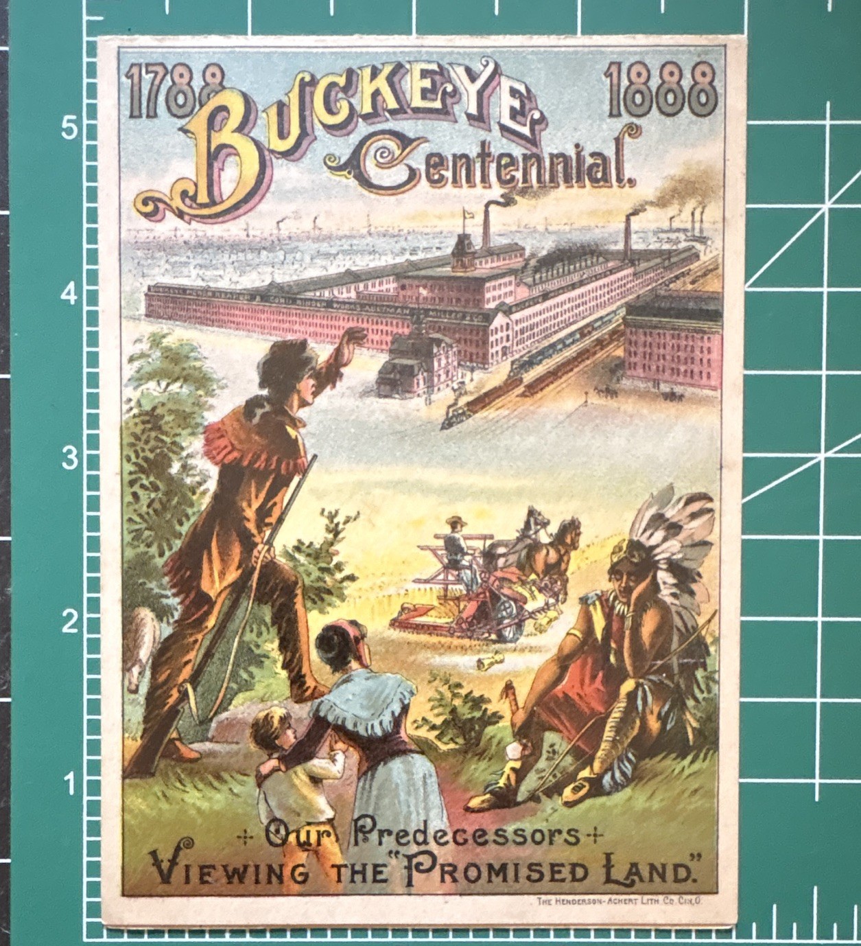 1888 Buckeye Centennial Trade Card Benjamin Harrison Campaign Politics