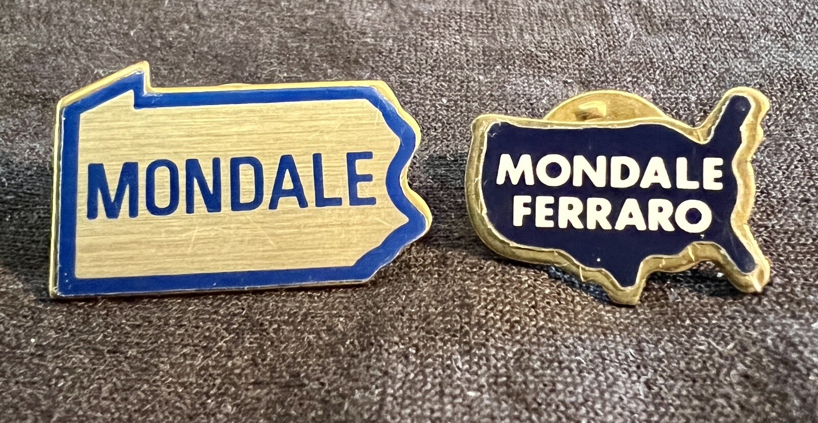 1984 Mondale – Ferraro Presidential Campaign Democratic UNION MADE Lapel Pins