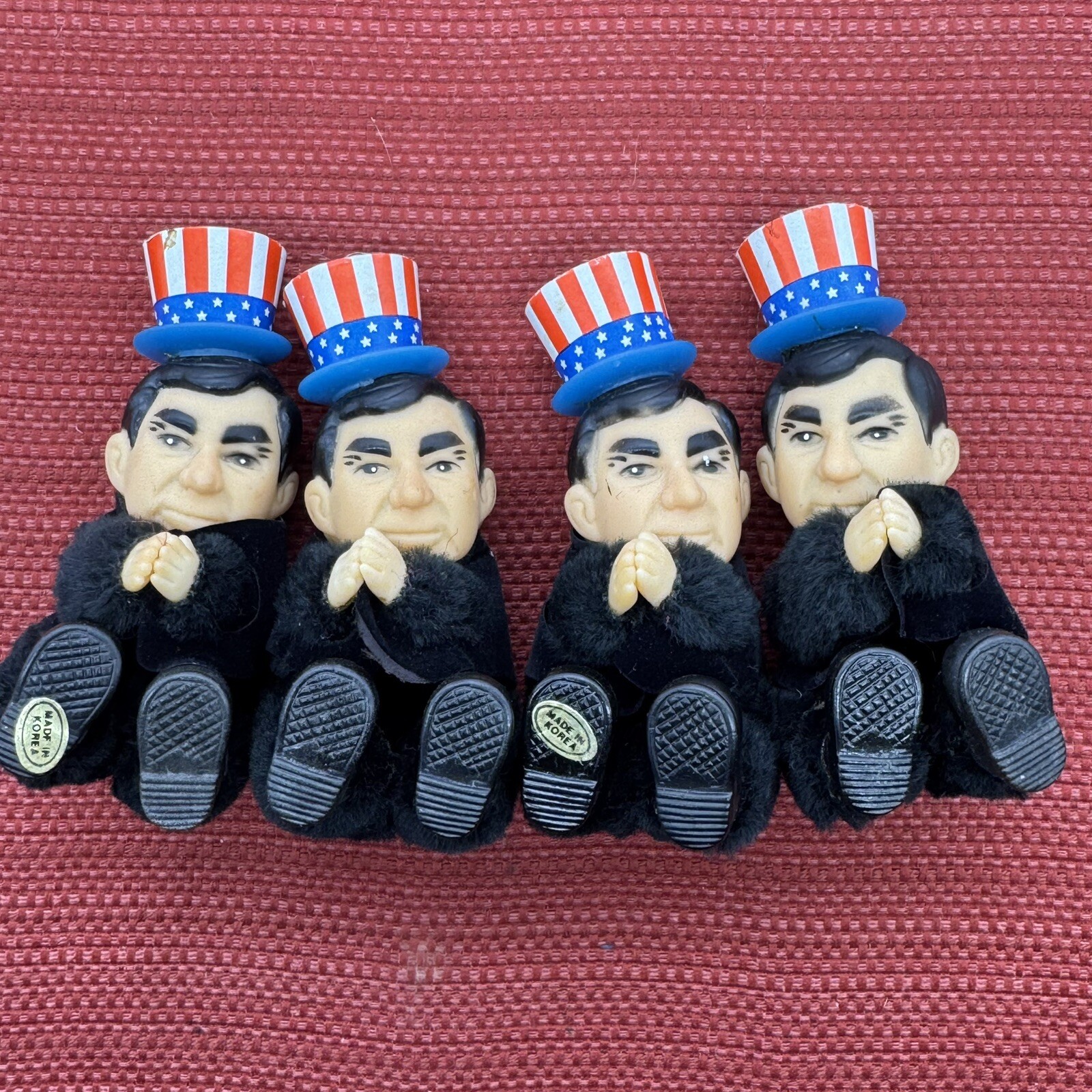 Lot/4 Vintage 1988 Dukakis For President Clip-On Doll Figure Democrat Candidate