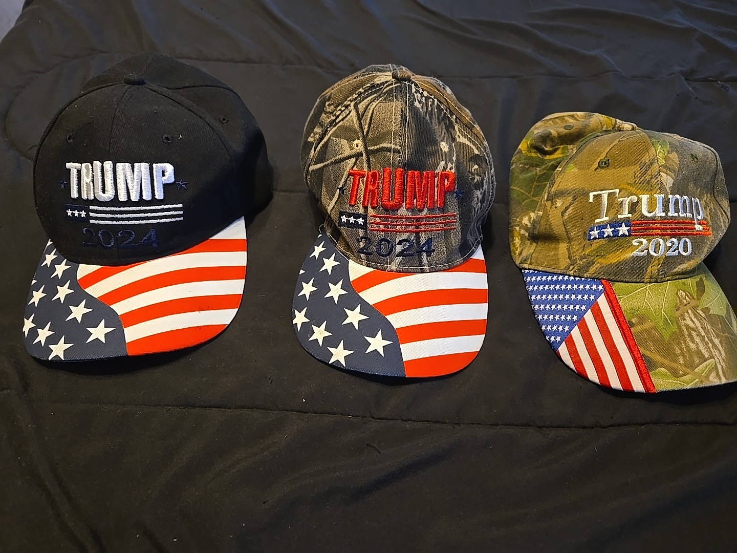 Donald Trump 2020 2024 Campaign Hat Lot of 3 MAGA Snapback & Strapback Used