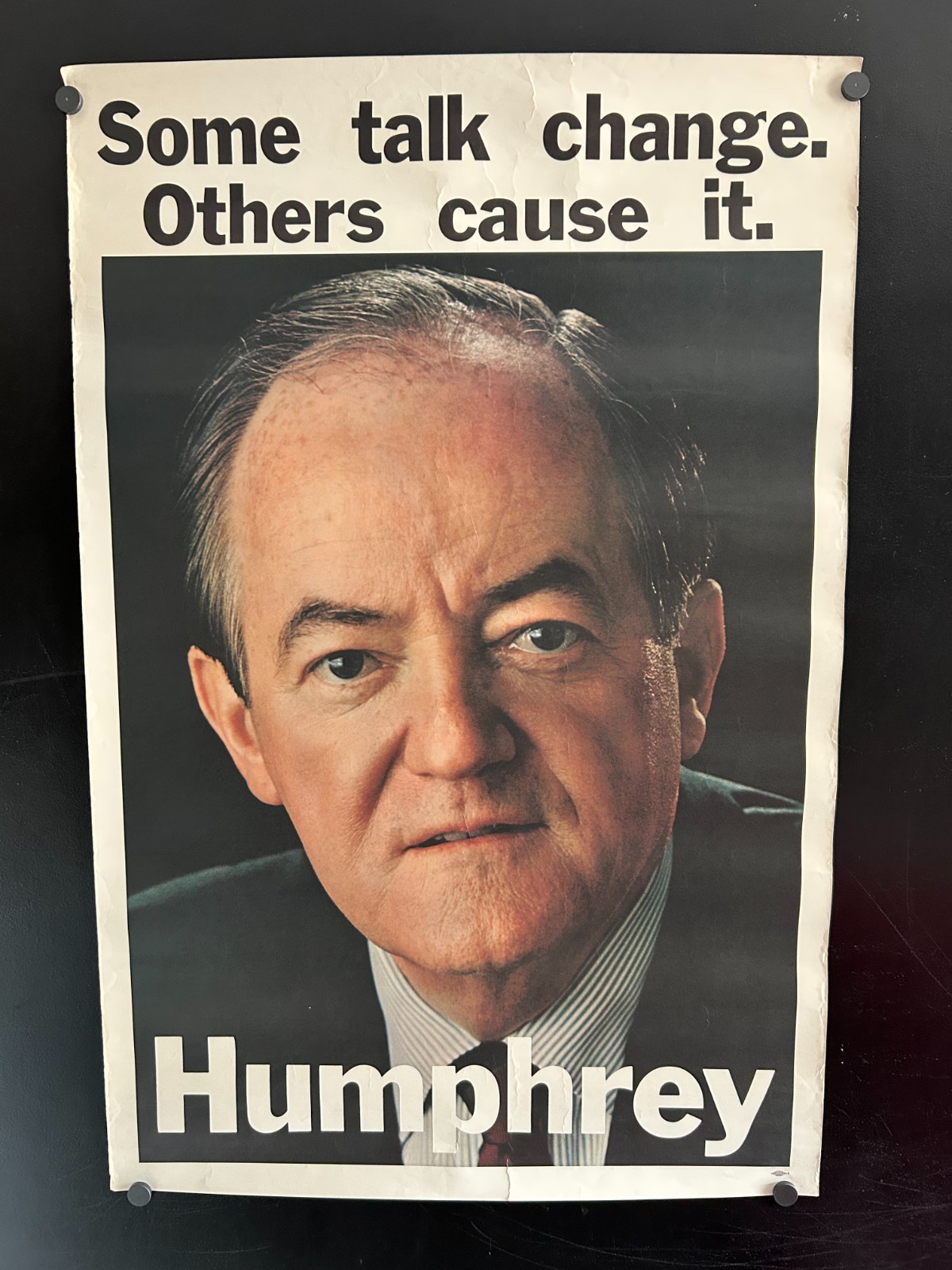 original 1968 Hubert Humphrey Change Political Poster 22.5×34 – Ultra Rare!