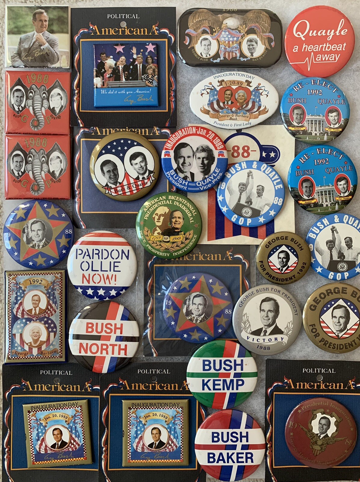 George H.W. Bush Presidential Pin Campaign Buttons. 27 Total.