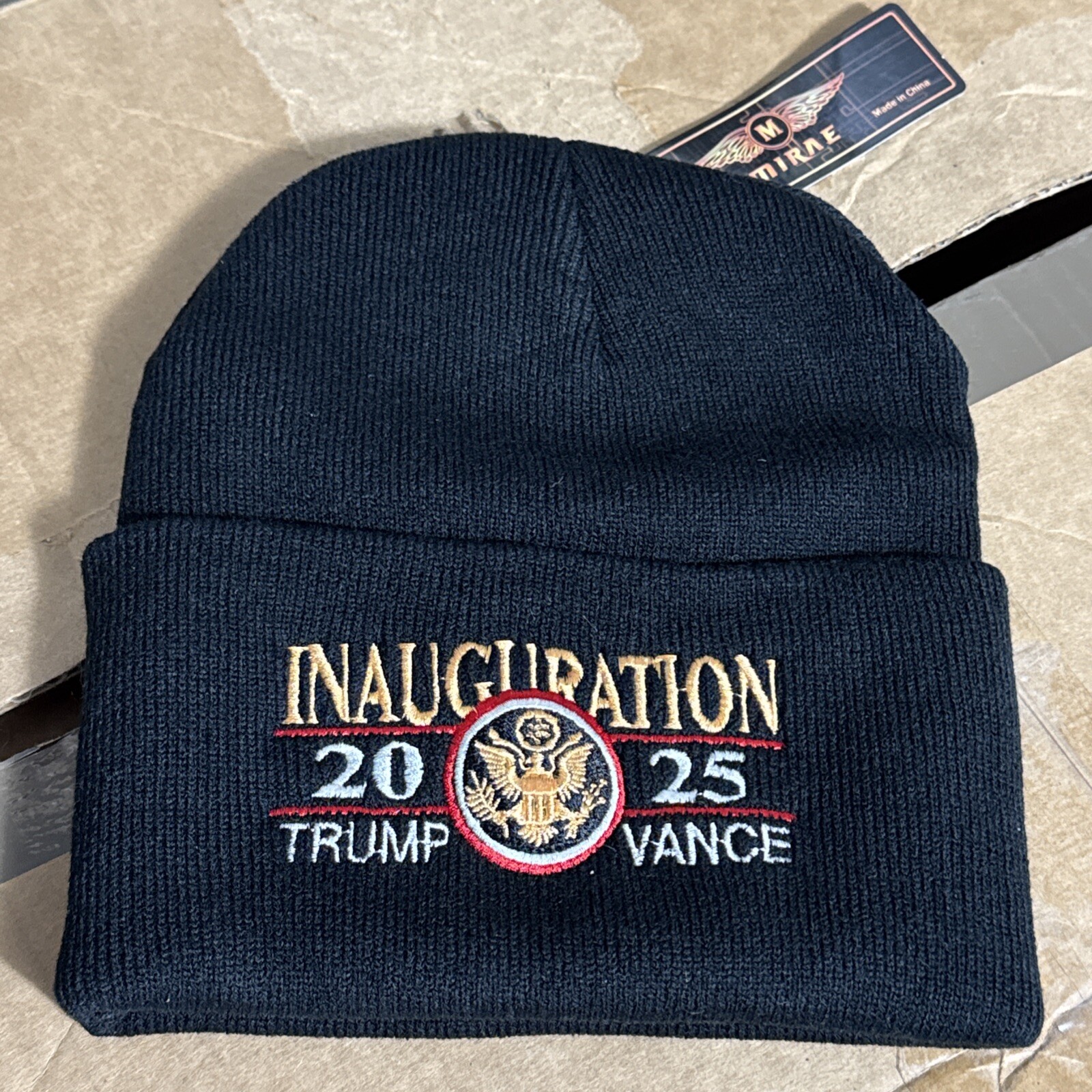 Trump Vance 2025 Inauguration Beanie Black With Stitched Lettering Osfm NEW
