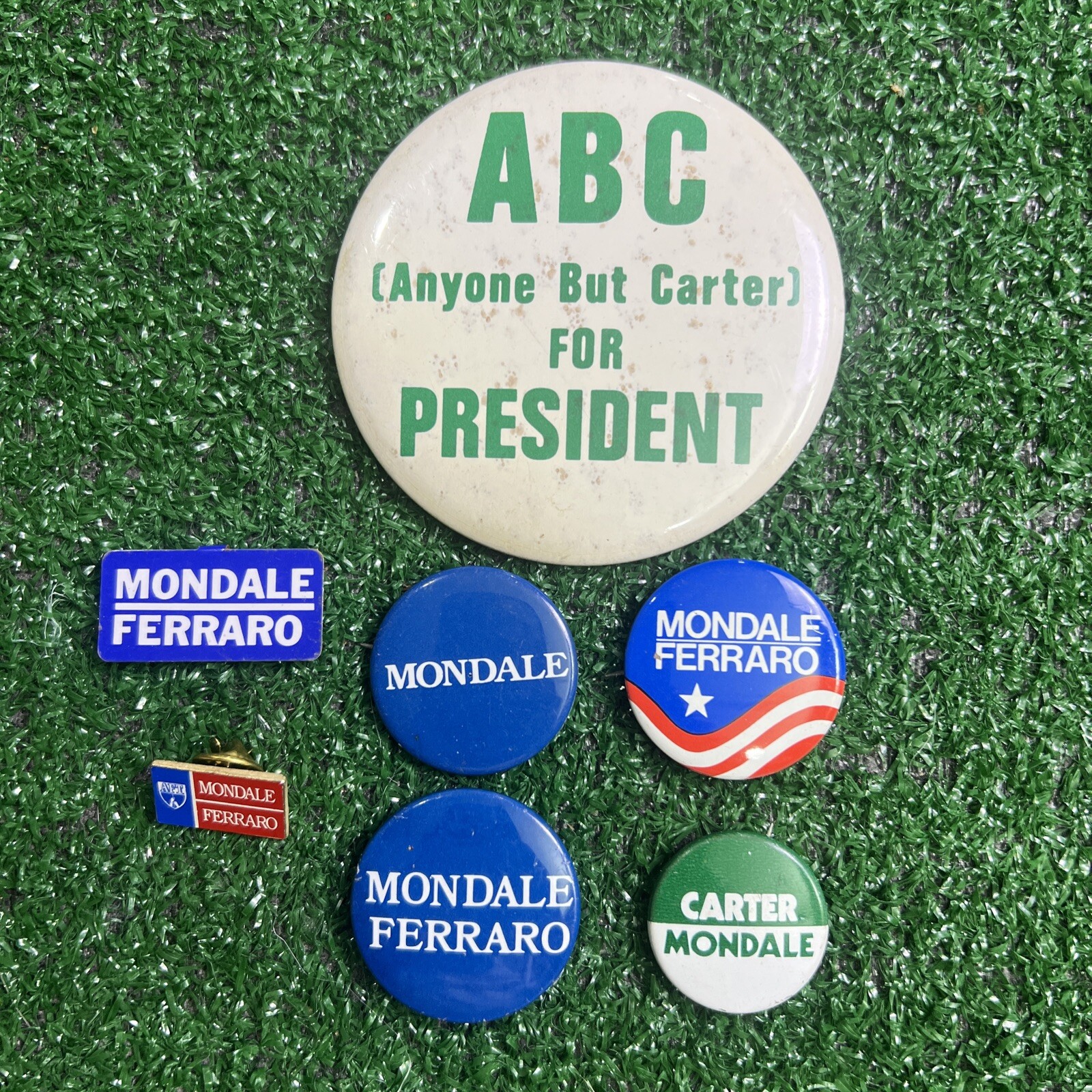 1984 Walter Mondale Ferraro Lot of 6 Rare Campaign Pin Pinback Button Political
