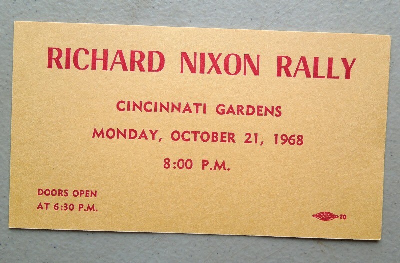 Vintage 1960’s RICHARD NIXON RALLY Advertising Campaign CARD Cincinnati OH 1968