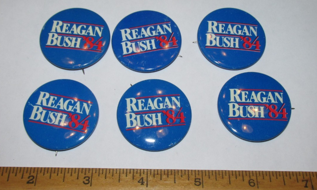 Ronald Reagan George Bush Official 1984 Pres Campaign BLUE Button Pin LOT X 6