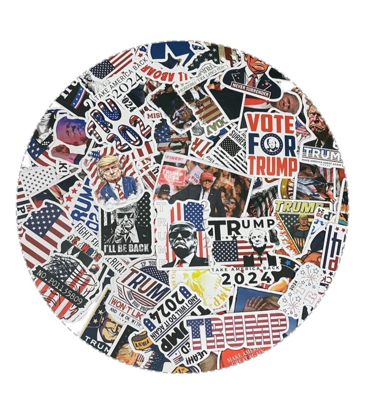 50 Bulk Lot Donald Trump MAGA 2024 Waterproof Car Stickers Decals 2-3” Lot B2