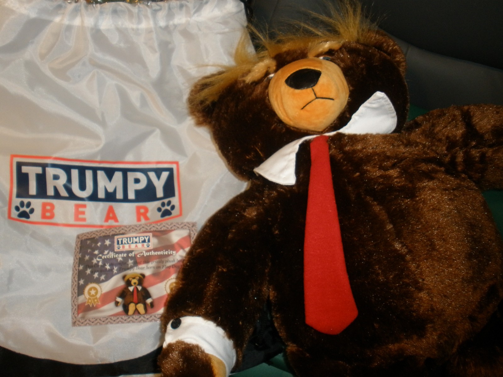 Trumpy Trump Bear Plush with Backpack 20″ COA