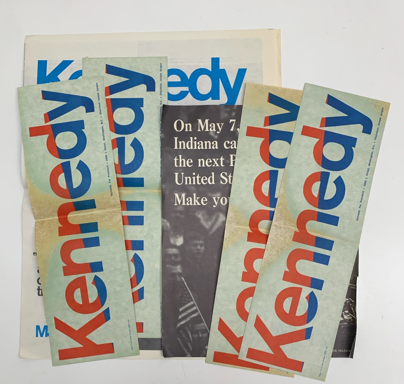 Robert Bobby Kennedy 1968 Presidential Campaign Memorabilia * Indiana Campaign