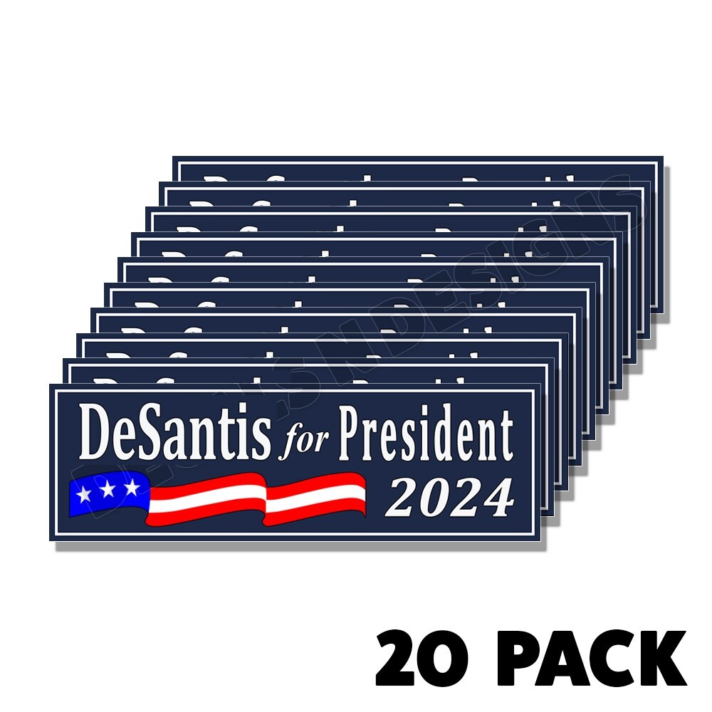 DeSantis For President – Stickers Decals – Made In the USA – Blue – 9×3 20 Pack