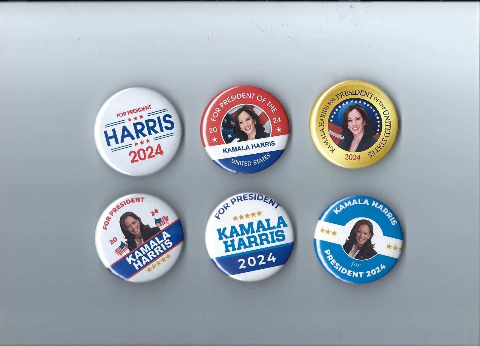 Lot Of 6 Kamala Harris For President 2024 Campaign Buttons-2 1/2″-New