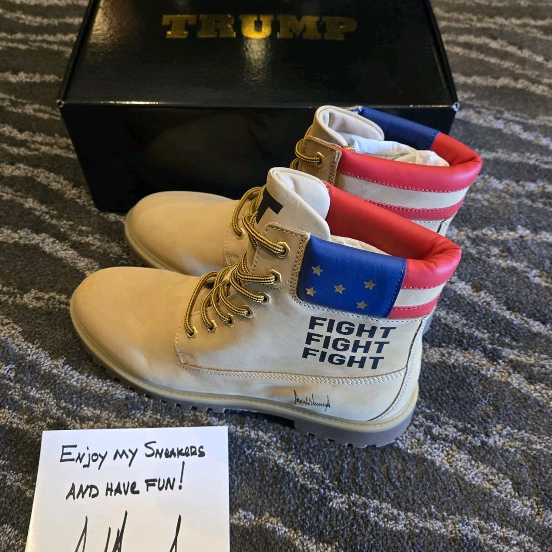 Authentic Donald Trump Boots FIGHT FIGHT FIGHT Mens Size 12 Limited to 2000