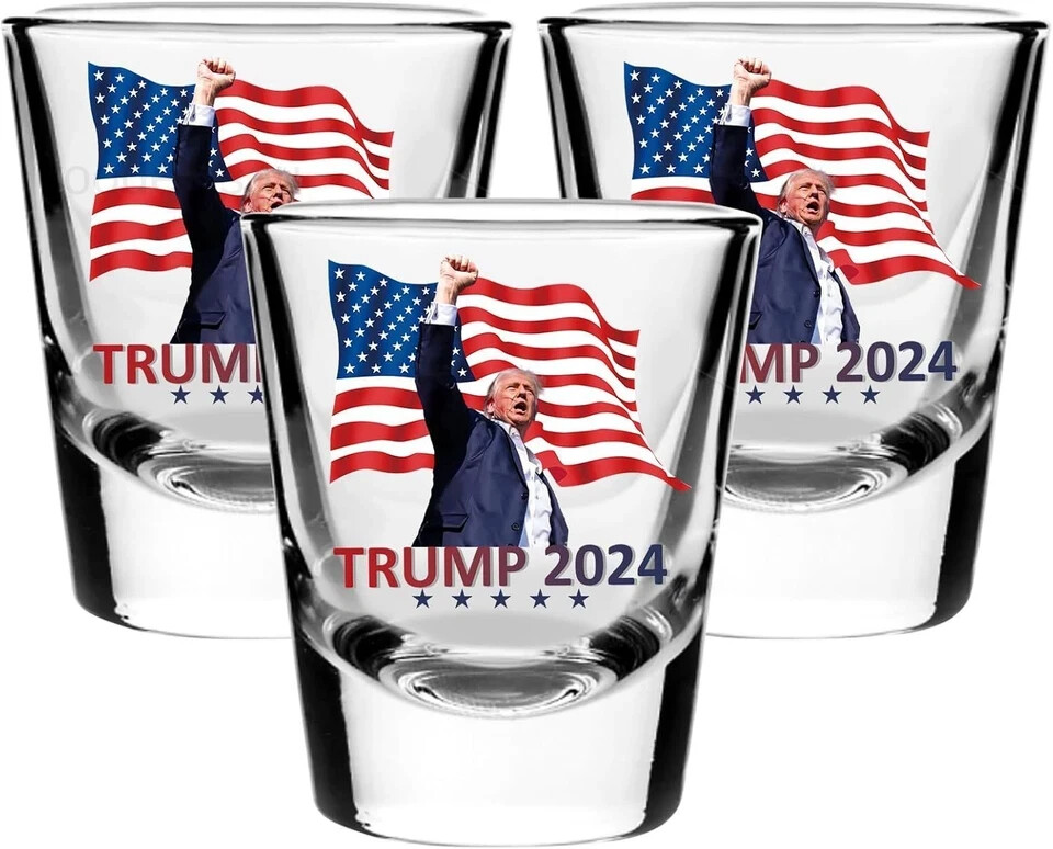 3Pcs Trump Shot Glass – Perfect for Political Enthusiasts, small, Red