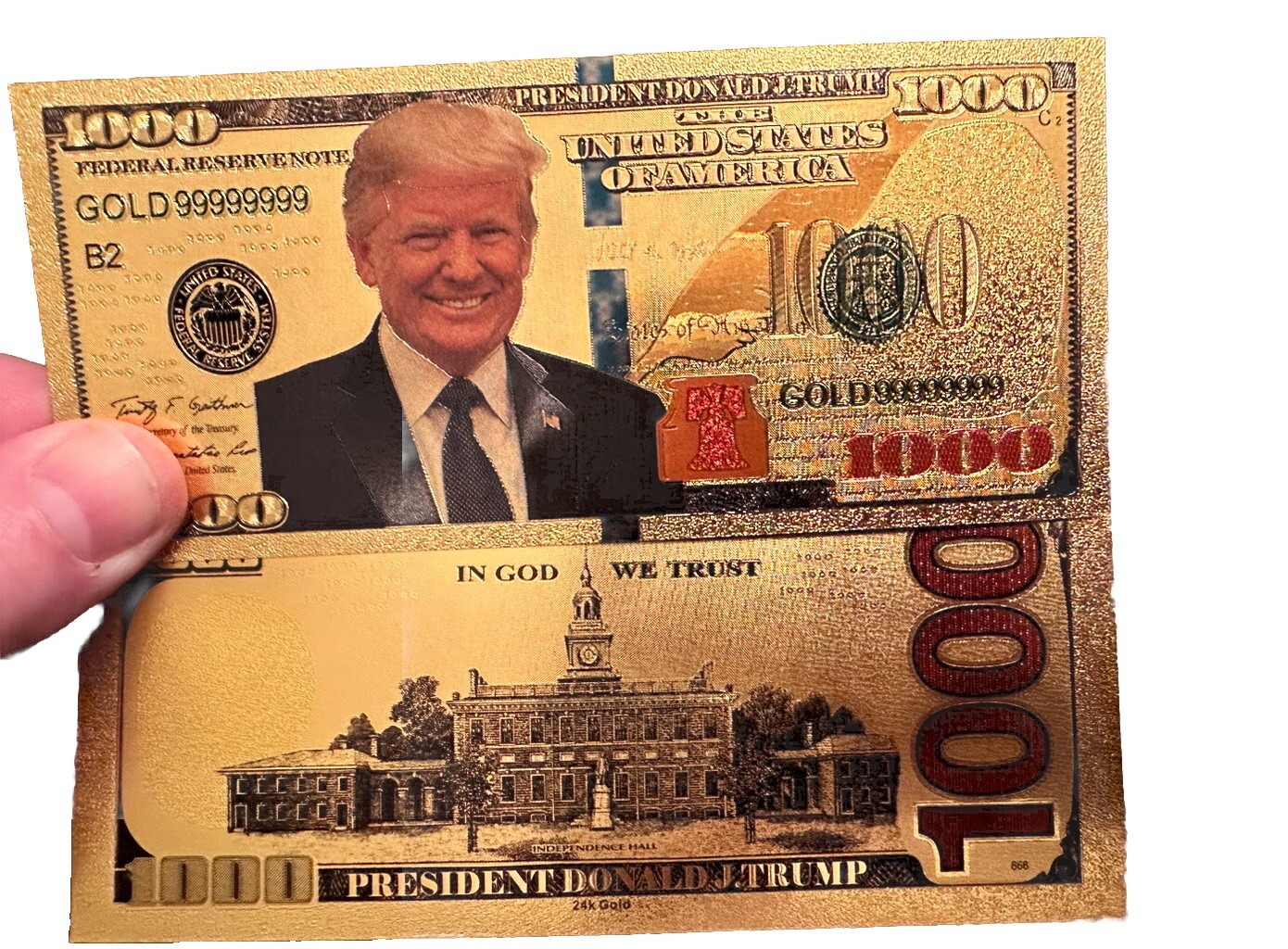 $1000 Gold Foil Banknotes Donald J Trump 5pcs
