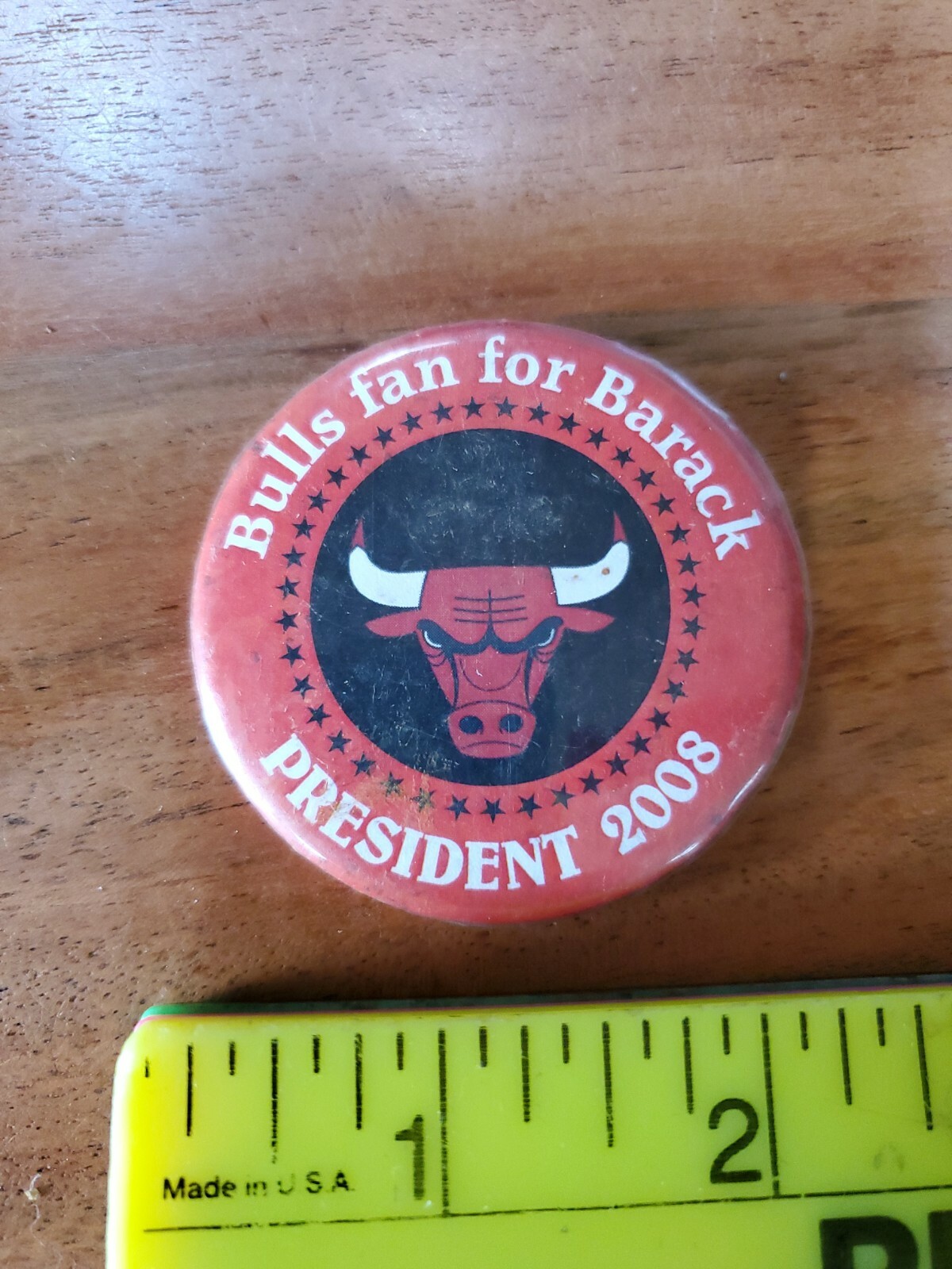 2008 President Barack Obama Chicago Bulls Fan Campaign Pin Button Biden